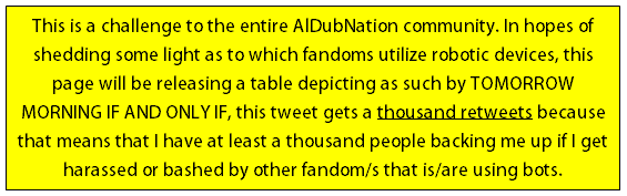 If you are more than willing to accept the challenge, RETWEET. But read the attachment first. 

#ALDUBTheQuestion