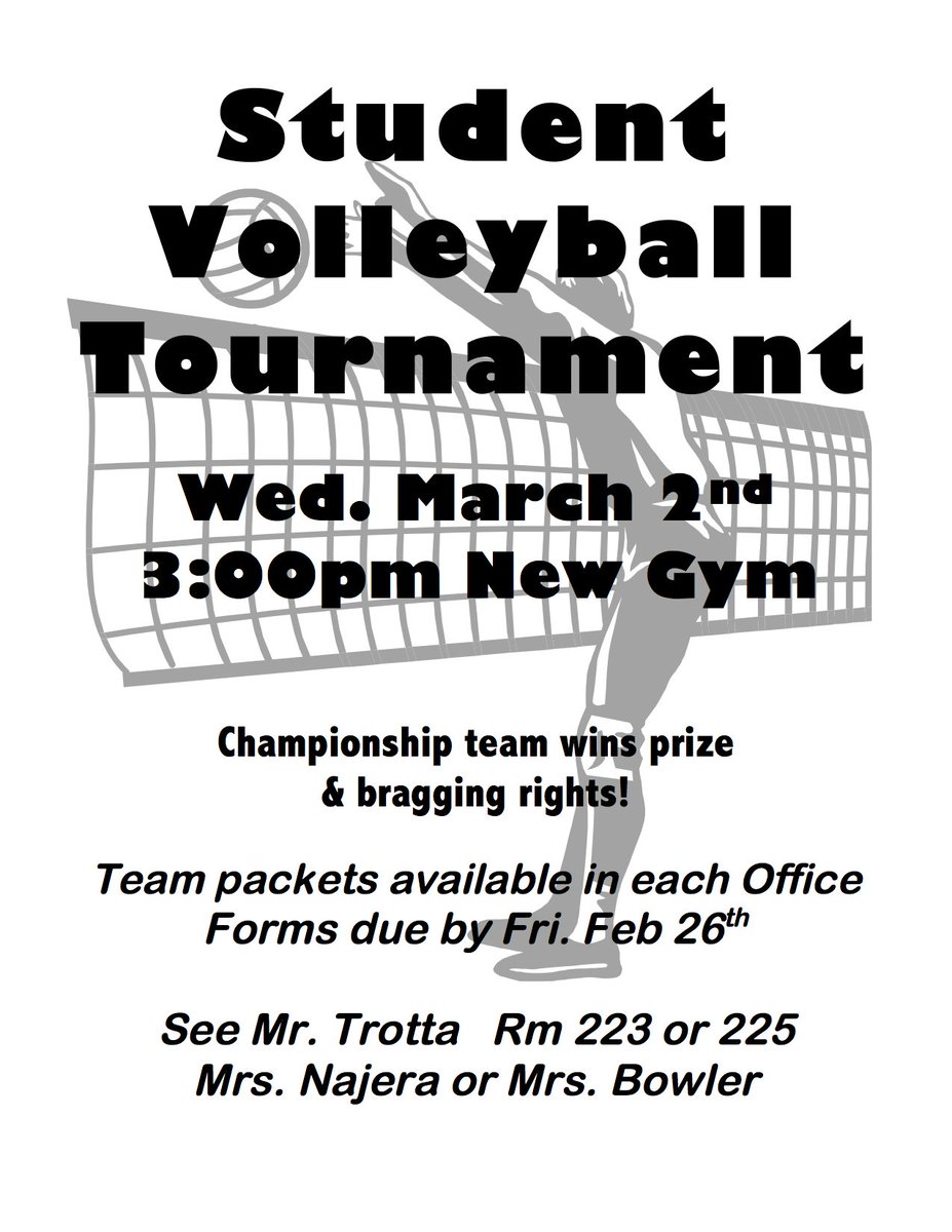 mrdtrotta's tweet photo. Only 5 more days to get your teams in for the volleyball tournament! https://t.co/2a79yzy575