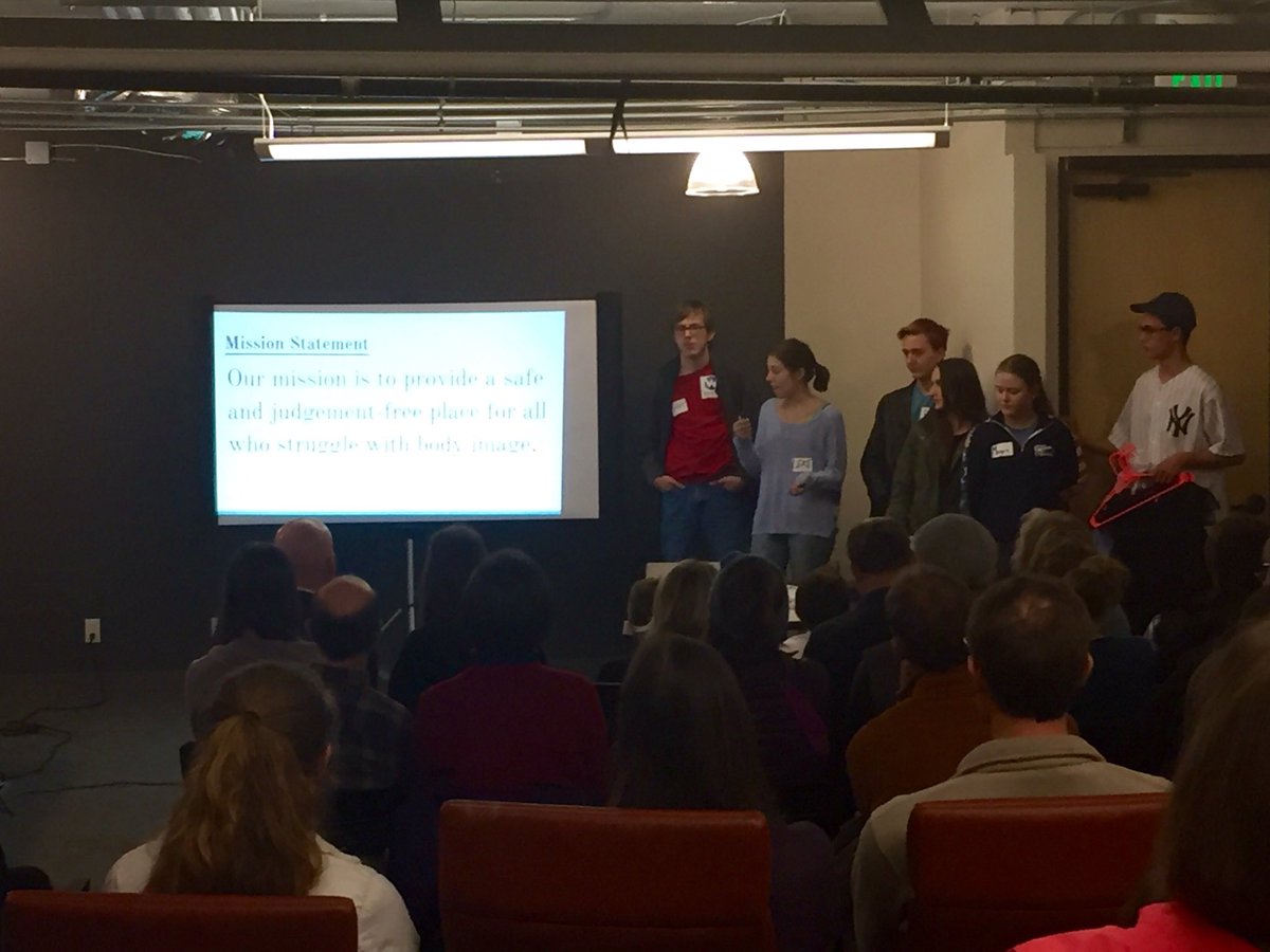 GarrettWMason's tweet photo. Ss pitch their idea for creating "a safe, judgment-free place for all who struggle w/ body image" #SWBoulderYouth https://t.co/a6H3JxkNuN