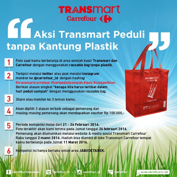 Sore sahabat, sblm pulang sempatkan diri ke gerai Carrefour utk ikuti kompetisi #haripedulisampah #quiz