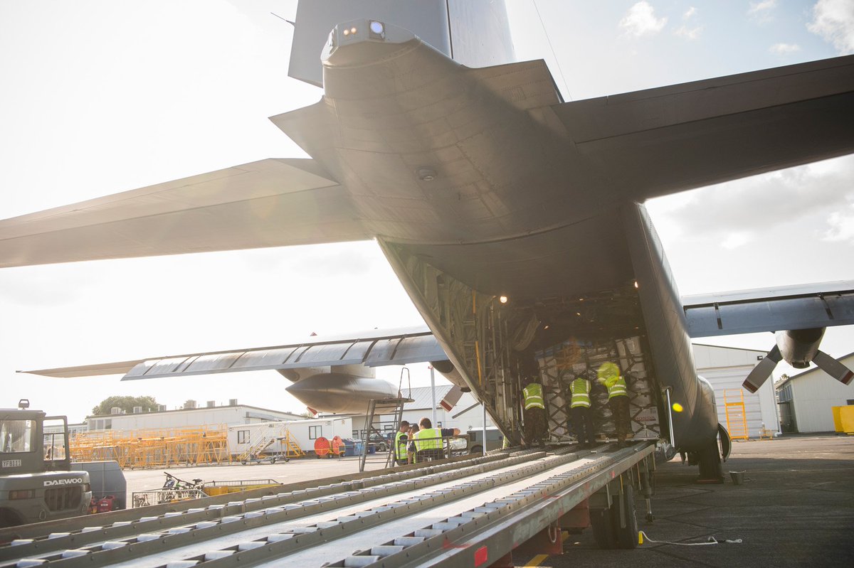 MonishNand's tweet photo. A @NZAirForce C-130 is Fiji bound with 12 tonnes of aid &amp; interagency damage assessment team. #TCWinston https://t.co/7gHE6HbwGs