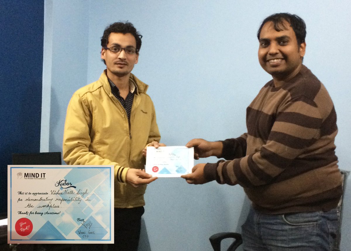 MindITWorks's tweet photo. Kudos #Vishvanath for demonstrating responsibility at the workplace #MindIT! https://t.co/Z3PwO0W1vi