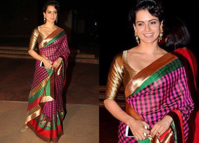 Gorgeous #KanganaRanaut is slaying in a <a href="/ManishMalhotra/">Manish Malhotra</a> saree! fashionlady.in/kangana-ranaut…