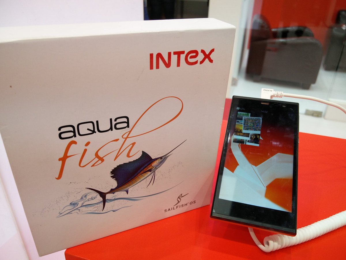 JollaUsers's tweet image. Presenting the Intex Aqua Fish running #SailfishOS, with the new Sailfish OS logo!