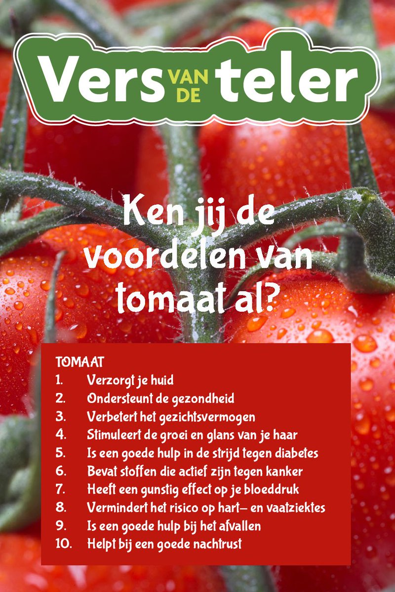 Met #tomaten kun je heerlijk variëren. Daarnaast zijn ze heel gezond! Ken jij de #gezondheidsvoordelen van #tomaat?”