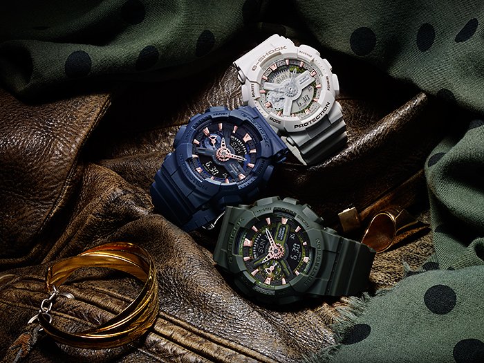 g shock navy blue rose gold