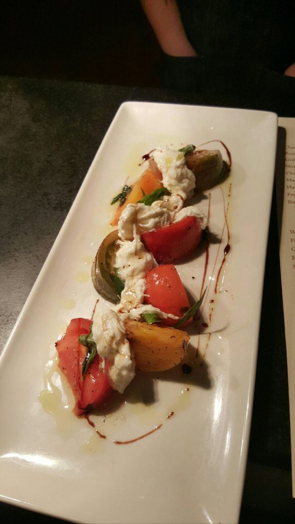 Heirloom tomatoes, burrata, fresh herbs...seriously good...#foodporn #chef