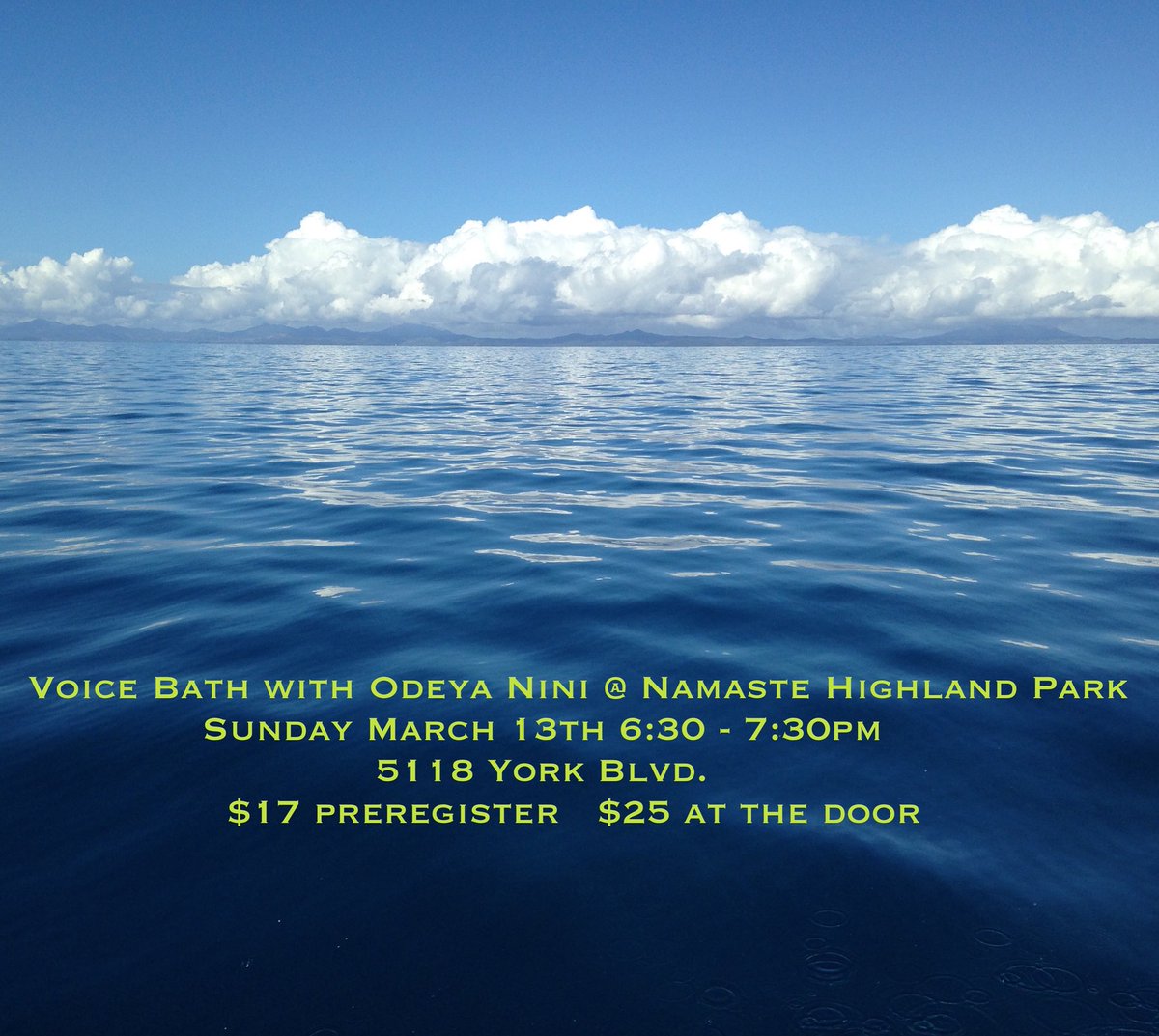 Voice Bath this Sunday March 13th @NamasteHighlndP ! 6:30pm! #soundhealing