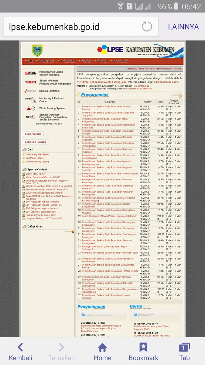 #noUnoK ; monggo ikut mbak bro
lpse.kebumenkab.go.id/eproc/
<a href="/bupatikbm/">M. Yahya Fuad</a> <a href="/adipandoyo66/">Adi Pandoyo</a> <a href="/AdbangSetdaKbm/">AdbangSetdaKbm</a> <a href="/nsrkbm/">M.Nasir</a> #keren👍