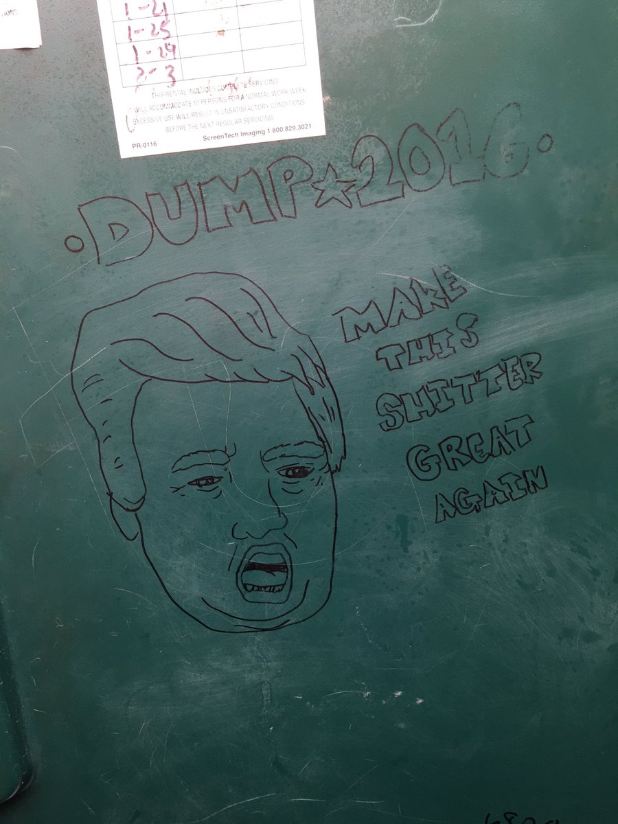 ClaytonWerner13's tweet photo. The stuff people draw in port-o-cans at work is unreal😂😂😂 #Dump2016 https://t.co/MCN8FVe7SP