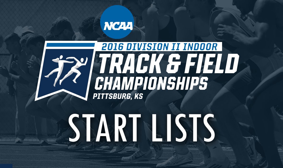 USTFCCCA's tweet photo. BREAKING: Start lists for the #NCAAD2 Indoor T&amp;F Championships are out!

MORE: https://t.co/alvcN4j4Cp https://t.co/MFpruf3WBr
