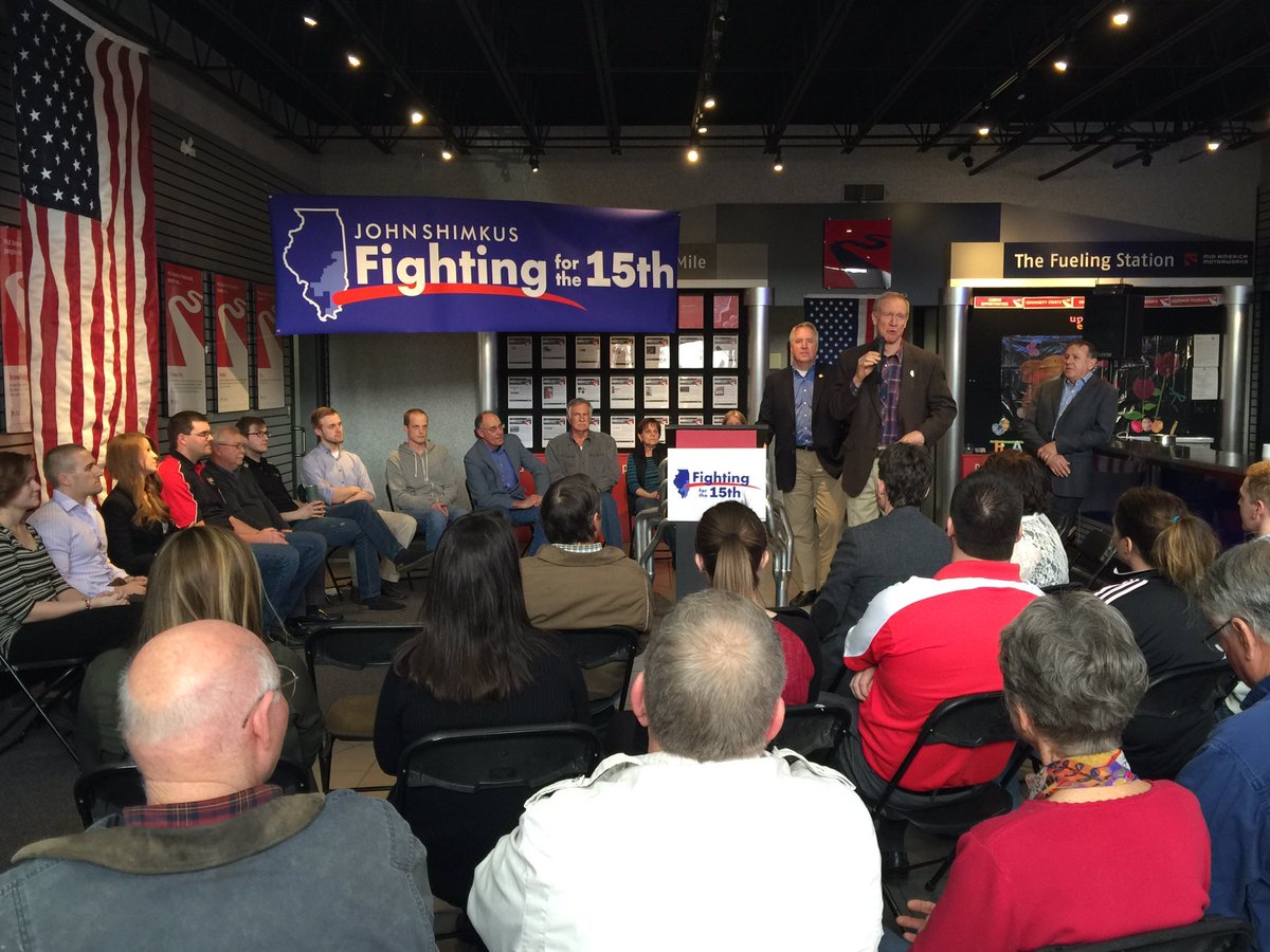 JohnMShimkus's tweet photo. Thank you to Mid America Motorworks &amp; the Yager family for hosting @BruceRauner &amp; I this afternoon https://t.co/sswuRz6UCf