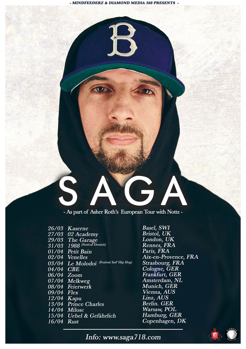 saga718's tweet photo. Europe Tour in April ! opening for @asherroth &amp; @NottzRaw https://t.co/iUks4zDREL