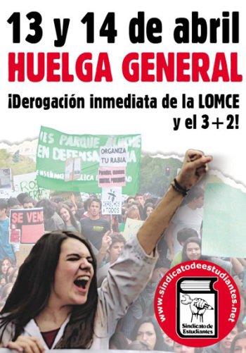 SindicaEstudian's tweet photo. ¡HUELGA GENERAL DE ESTUDIANTES EL 13 Y 14 DE ABRIL!
DEROGACIÓN INMEDIATA DE LA LOMCE Y EL 3+2
APOYA Y DIFUNDE https://t.co/Axygs54bni