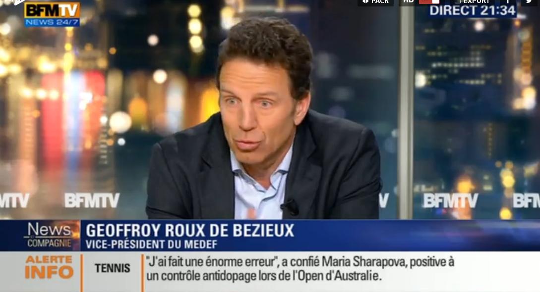 nathalielevy57's tweet photo. .@GeoffroyRDB #MEDEF @BFMTV :"Les gens qui embauchent, c'est nous. Il faut faire confiance aux chefs d'entreprise" https://t.co/DONHF7vtxS
