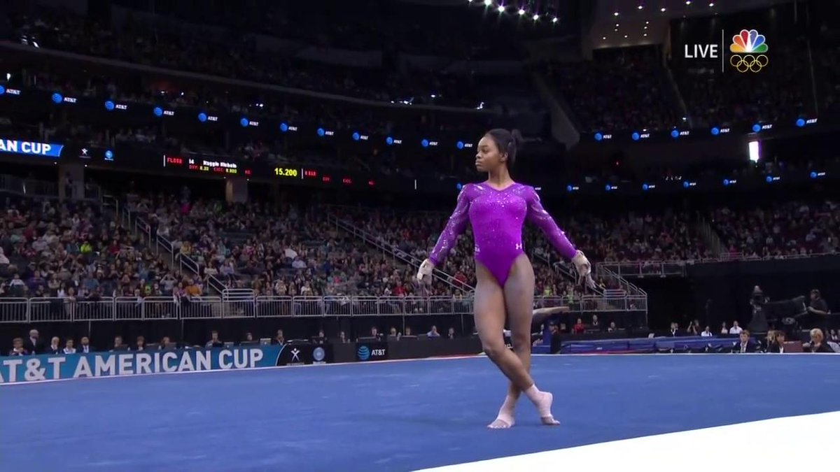 NBCOlympics's tweet photo. ICYMI: @gabrielledoug won the American Cup w/ this floor routine!
#RoadToRio #ATTAC2016 https://t.co/hGrDVmLxHP https://t.co/hRNtUcBvrP
