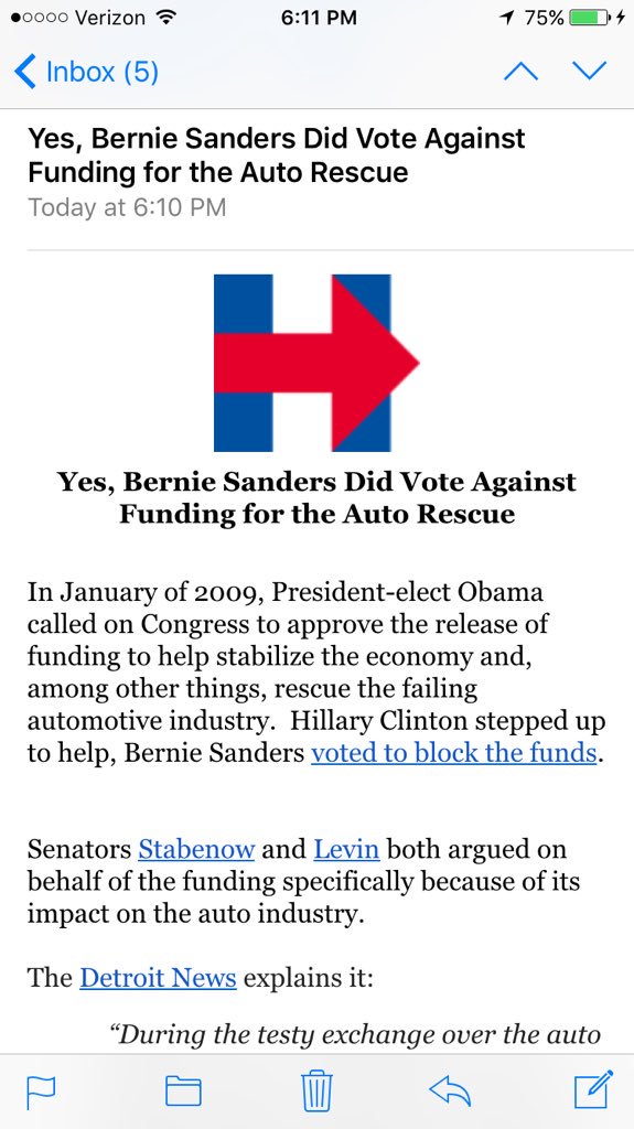INBOX Clinton campaign doubles down on Sanders' auto bailout vote