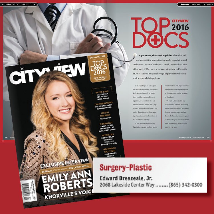BreazealeClinic's tweet photo. Congrats to Dr. Breazeale on being one of Cityview's Top Docs 2016! @cityviewmag #BreazealeClinic #TopDoc2016 https://t.co/XZxTaqqEgS