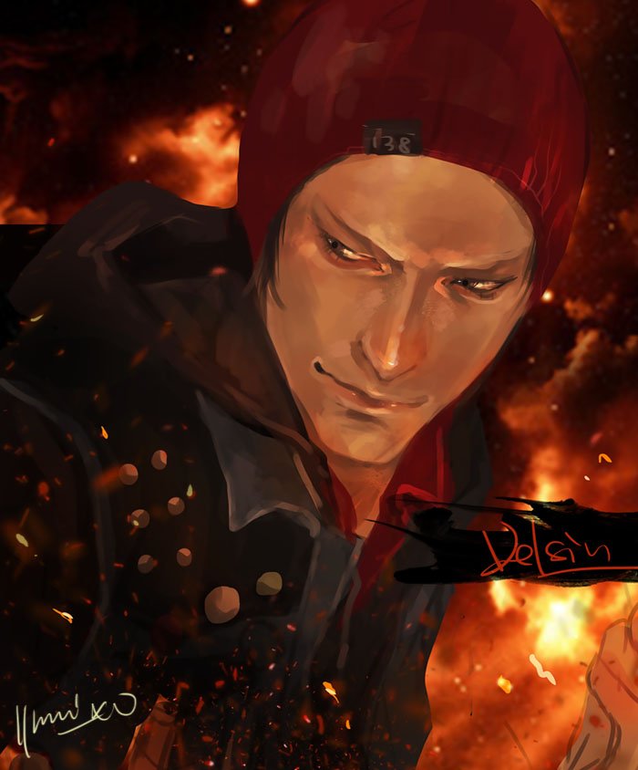 すっかり忘れてた描きかけデルシンをまだ描きかけみたいだけど進めた！終わり！！！ほんとはネオンにしたかったけどネオン追加出来るような塗りをしてなかった…　今first lightプレイ中