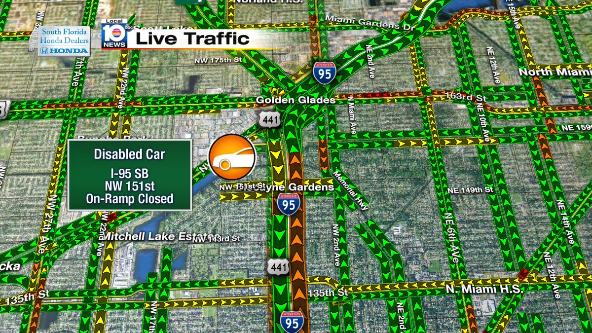 DISABLED CAR: I-95 SB & NW 151st St.  On-Ramp Closed  #MIAMI #TRAFFIC https://t.co/04NkRSWTaV