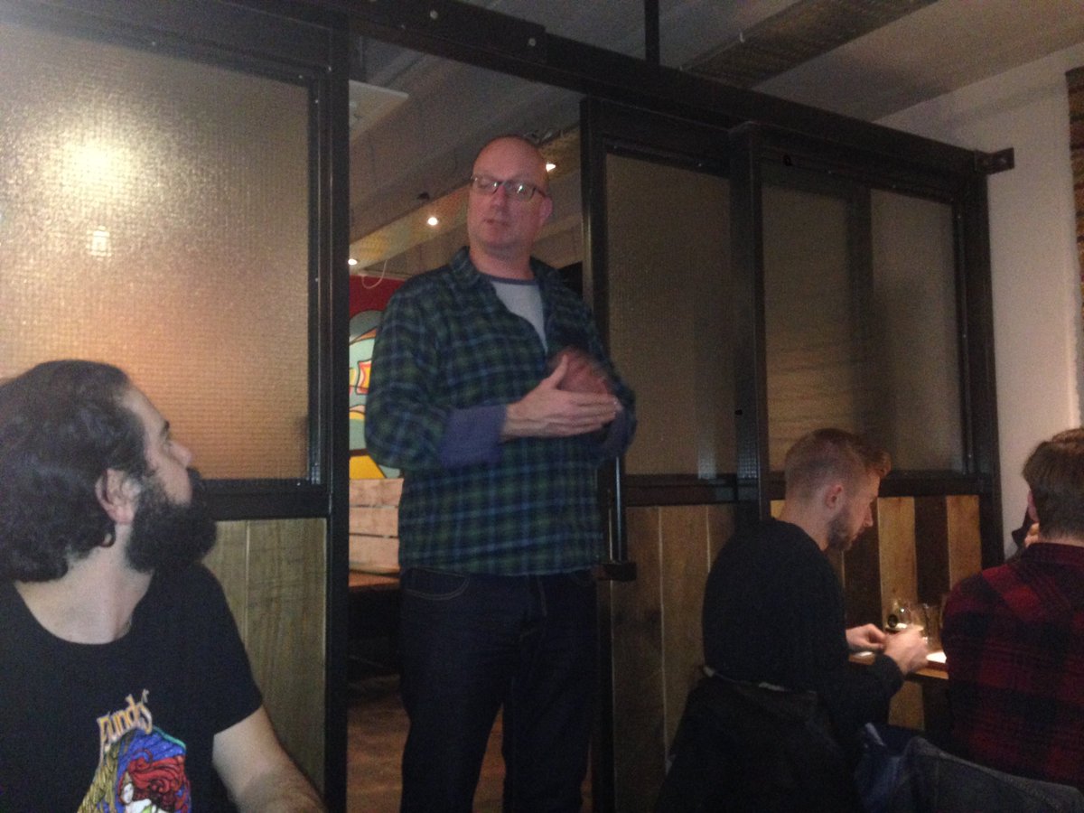 PureCraftBars's tweet photo. The big man @HalseyPaul @Purityale bringing tonight's #beermatching event to a close @foundersbrewing @BeerForThat https://t.co/RChvZukx7i