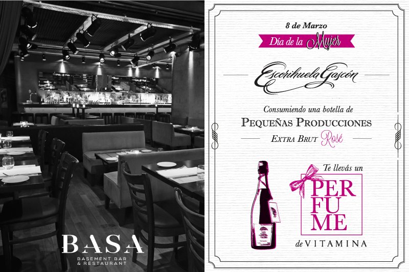 #DiaDeLaMujer en #BASA
Con la compra de una botella de Pequeñas Producciones Extra Brut Rose te llevas un perfume.