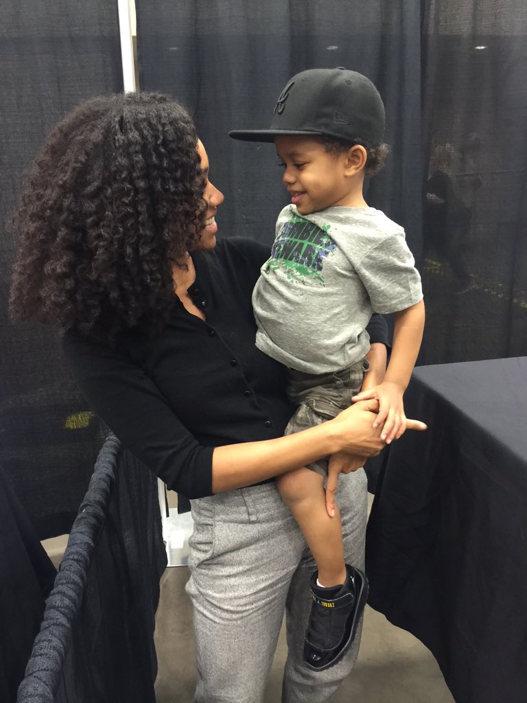 AceInTheWindow's tweet photo. My son with our friend, actress Sonequa Martin-Green, of #TheWalkingDead. #WSCDallas #WalkerStalkerDallas #Zombies https://t.co/Zr7EQm5DsF