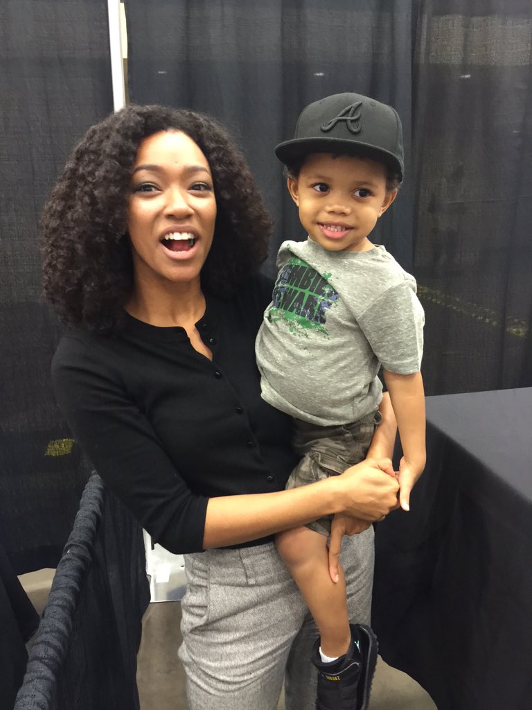AceInTheWindow's tweet photo. My son with our friend, actress Sonequa Martin-Green, of #TheWalkingDead. #WSCDallas #WalkerStalkerDallas #Zombies https://t.co/Zr7EQm5DsF