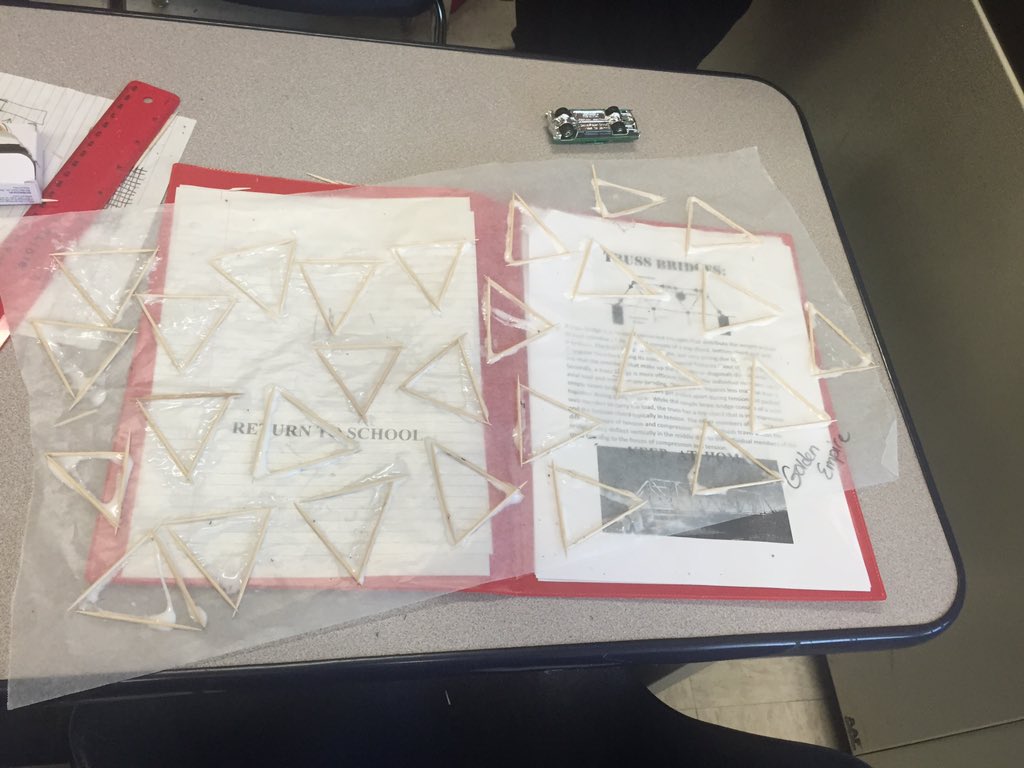 EEPIndiana's tweet photo. Engineering club working on our structural engineering project - toothpick bridges!!! #EEProcks #stem https://t.co/8rK0Pc7frQ