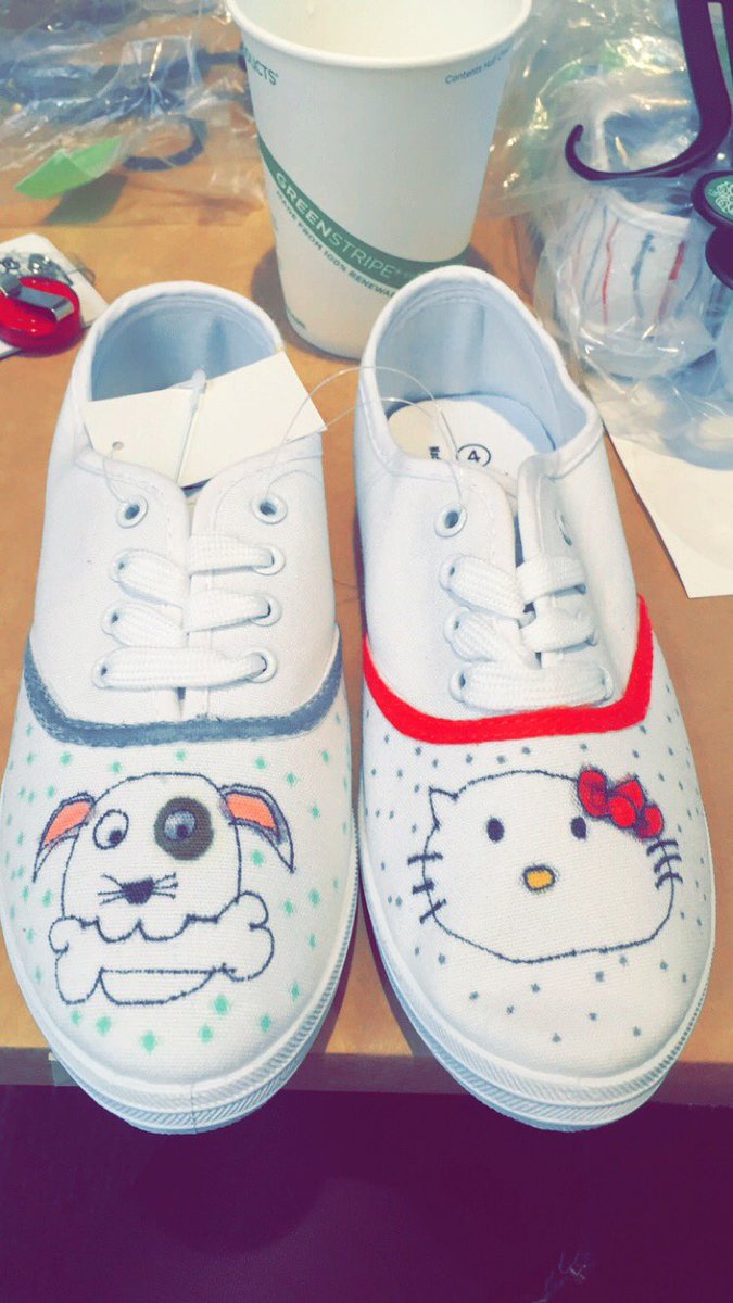 Decorating shoes for young kids in need! #GlobalVolunteerWeek @salesforceorg @salesforce