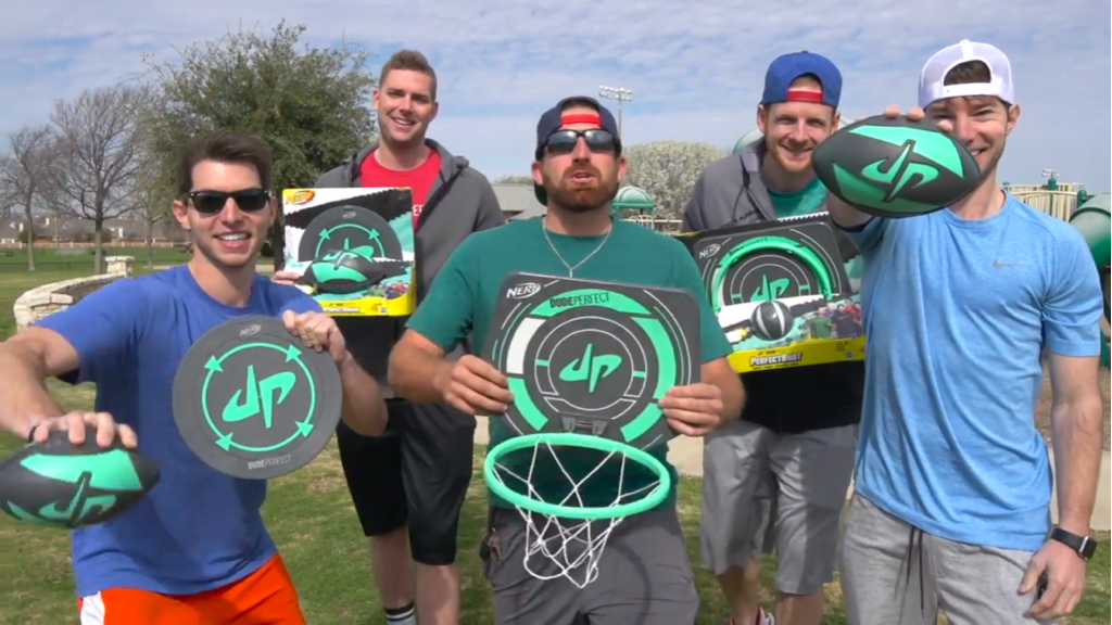 Dude Perfect on Twitter: can our Nerf products at any Walmart, Toys "R" Us or Amazon! GET THEM NOW! (Ty will LIKE ur post!) https://t.co/xm7e1Biai1" Twitter