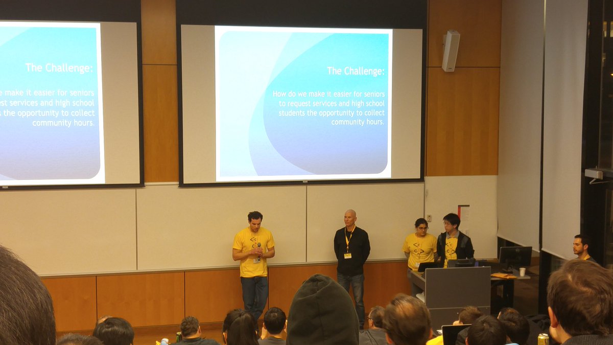 sheridancollege's tweet image. The Librarians are presenting their SMART SAUGA Solution which connects highschool volunteers to seniors. #CodeATC