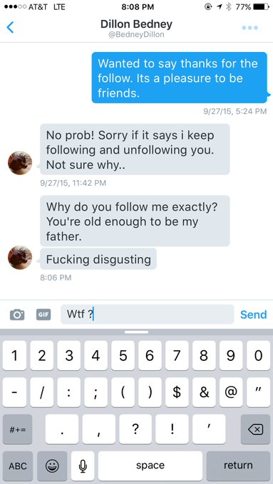 @BedneyDillon so this is the message I received today. Please tweet how much of Dick this boy is https://t