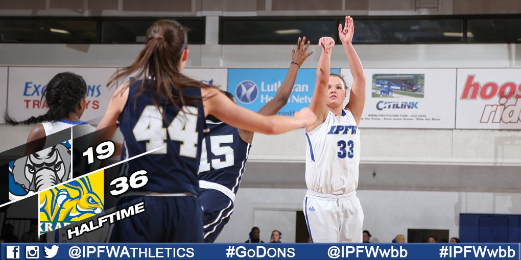 MastodonWBB's tweet photo. Fallis makes both free throws and #IPFWwbb heads to the lockeroom trailing SDSU 36-19 https://t.co/IJjELVNk2f