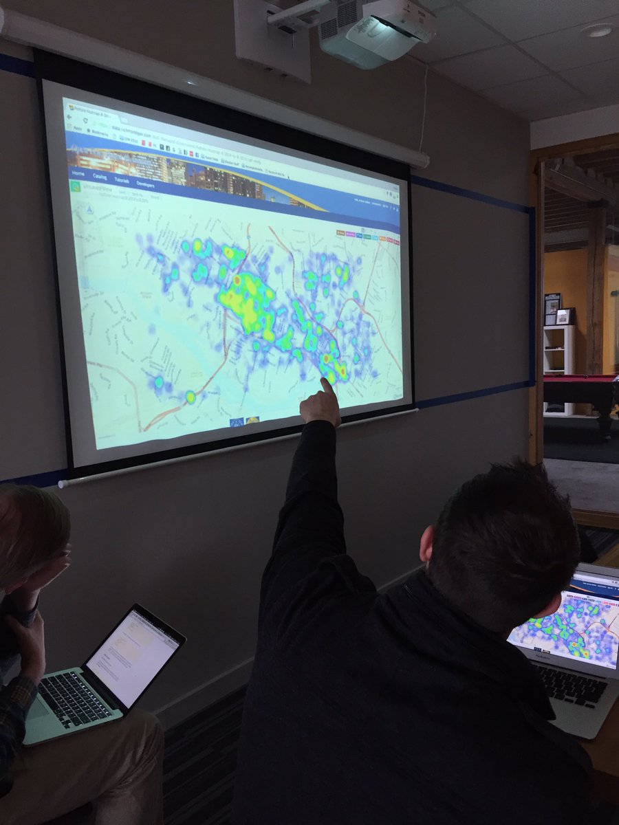 codeforrva's tweet image. Data visual showing heat map of pothole tickets submitted through @SeeClickFix in #RVA. #CodeAcross @codeforamerica