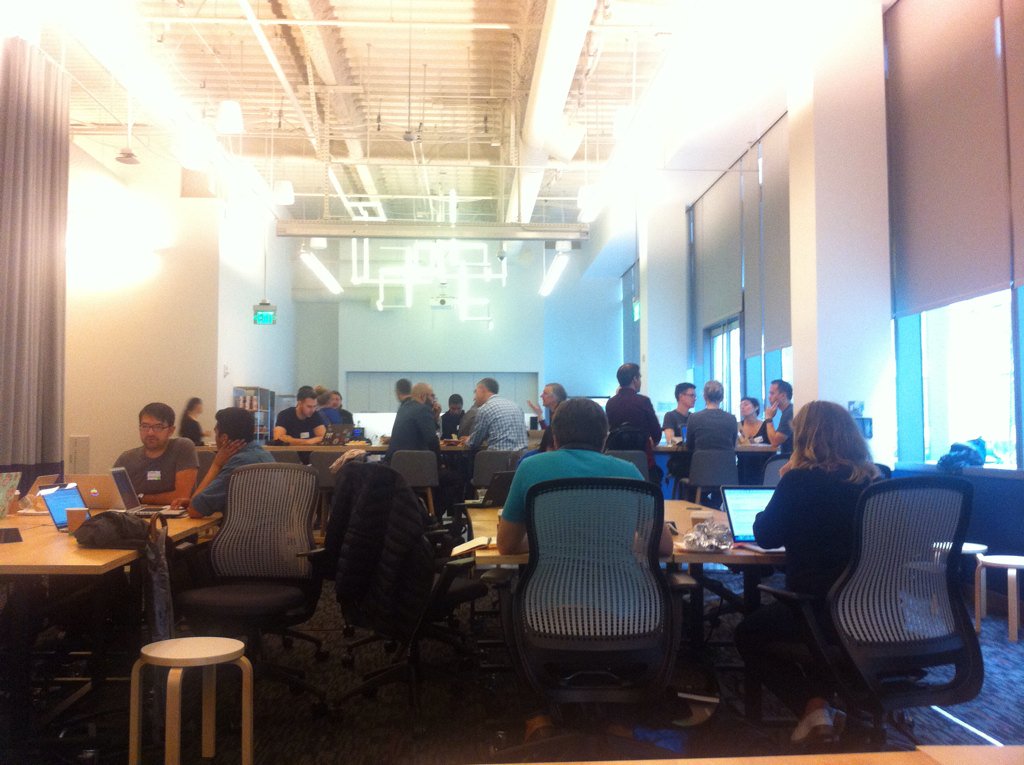 nivitav's tweet photo. #CodeAcrossSF hacking away on #civictech projects https://t.co/JBMGwPiKlz