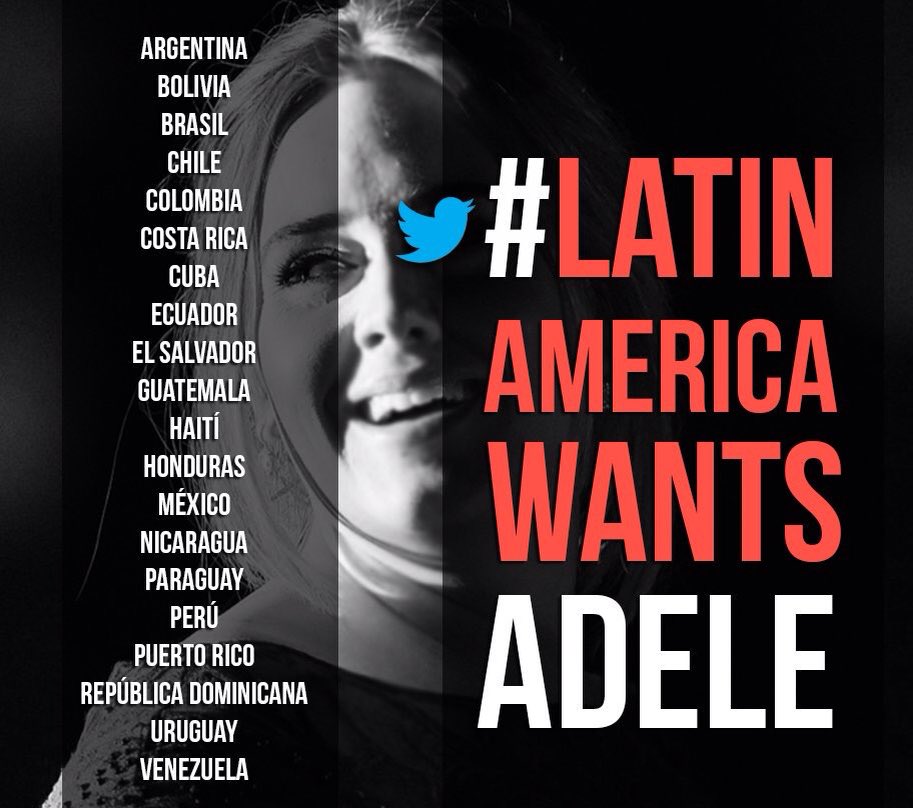 AdeleCostaRica5's tweet photo. RT•Si perteneces a América Latina, apóyanos con este hashtag🙏🏻🌎💖#LatinAmericaWantsAdele #AdeleLive2016 @ticonciertos https://t.co/o2JOAZmqGo