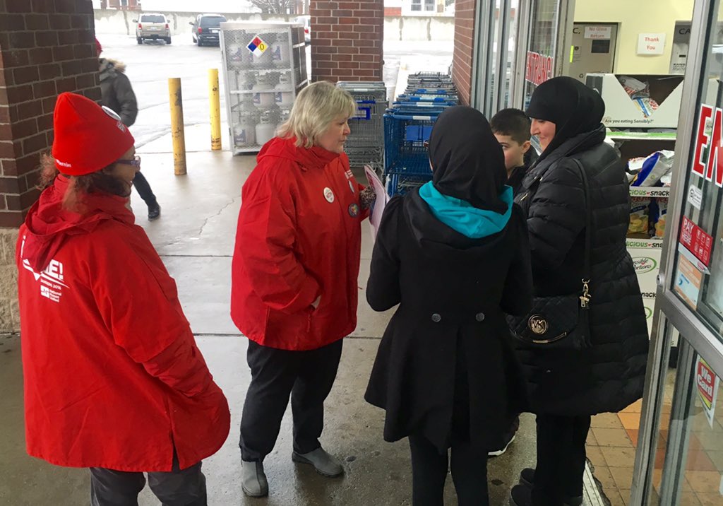 NationalNurses's tweet photo. .@theaanews : Nurses #BernieBus came to Dearborn to meet community. Found your paper &amp; wanted to say "#FeelTheBern"! https://t.co/bPx6XoLnka