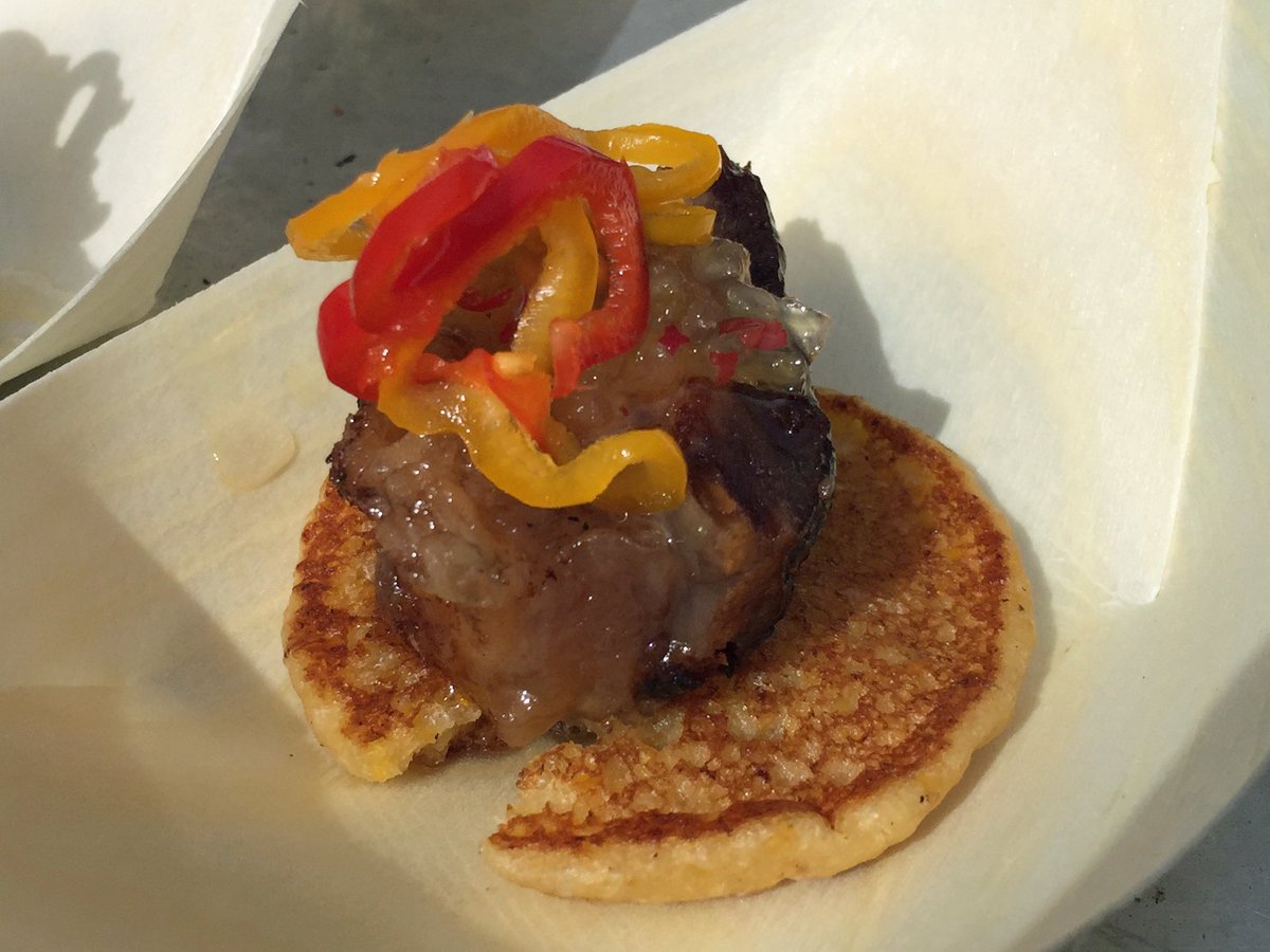 Mangalitsa Pork with Polenta Johnny Cakes and Fennel-Pink Peppercorn Jam by @lonsandlastdrop. #BestOf #DevouredPHX