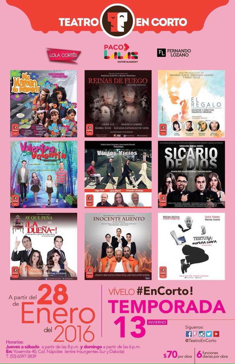 TeatroEnCorto's tweet photo. #QueGanas de que no se acabe la temporada 13.
Ven y vívela #EnCorto
Grandes actores y grandes historias #CercaDeTi https://t.co/TuCjUUg3H9