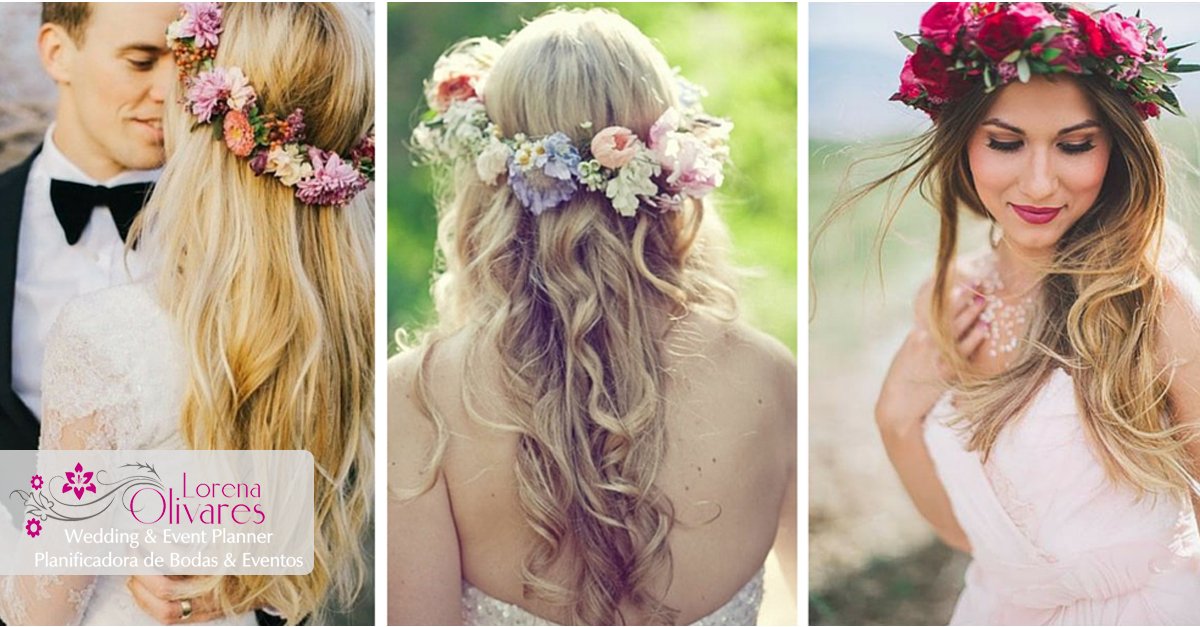 Los peinados de novia con flores proyecta sencillez y elegancia #Wedding #tipsBoda