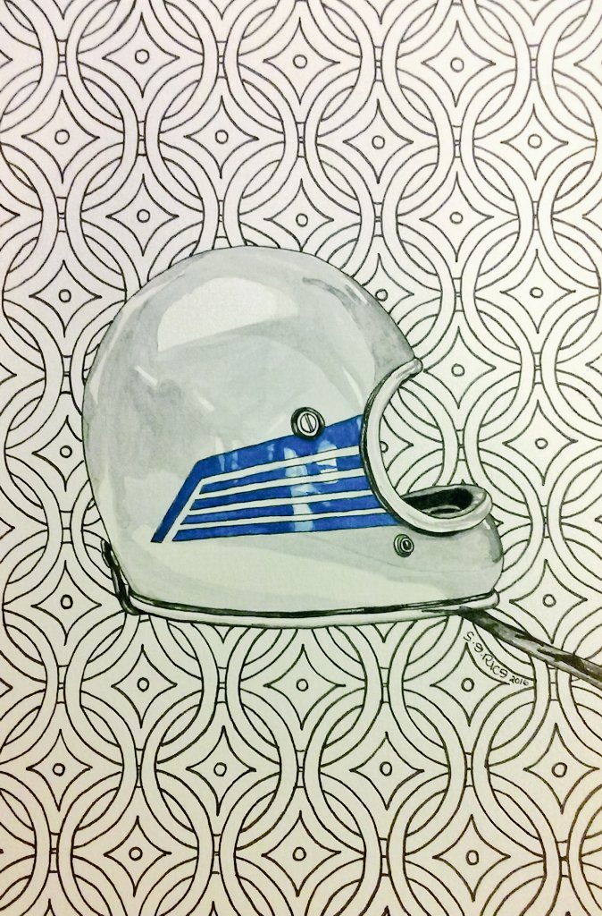 Just finished another #vintagehelmet #watercolor #illustration