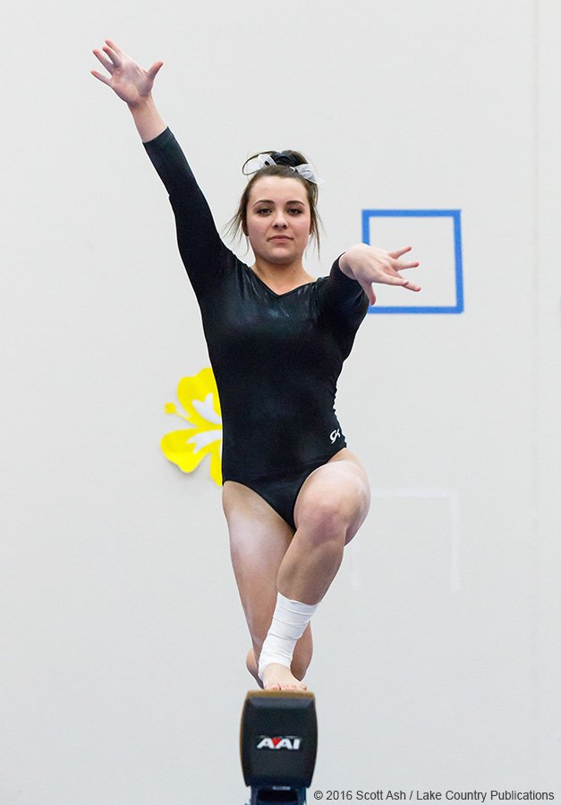 Taryn Sherman of <a href="/Arrowheadschool/">ArrowheadSchools</a> the 2016 <a href="/wiaawi/">WIAA</a> D1 STATE GYMNASTICS CHAMPION on Beam w/ 9.450. Congrats! #wiaagym