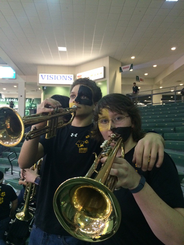 UMBCPepBand's tweet photo. #AETourney #SheRules Trumpets are ready!! https://t.co/pZWG5cUbjl