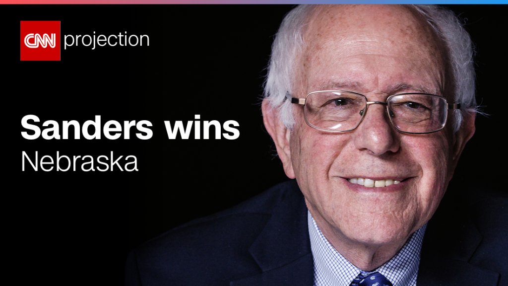 CNN's tweet image. #Breaking: CNN projects @BernieSanders will win Nebraska Democratic caucuses #SuperSaturday cnn.it/liveblog
