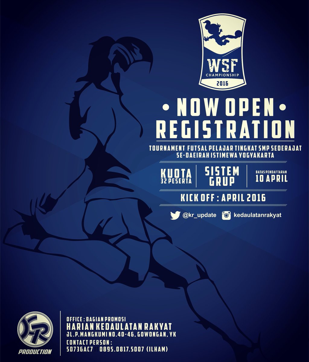 kr_update's tweet photo. #pelajar #event #yogyakarta #futsal @Bolalob sudah dibuka nih pendaftaran female futsal 2016 tingkat SMP Se-DIY https://t.co/RnypcM3b4o