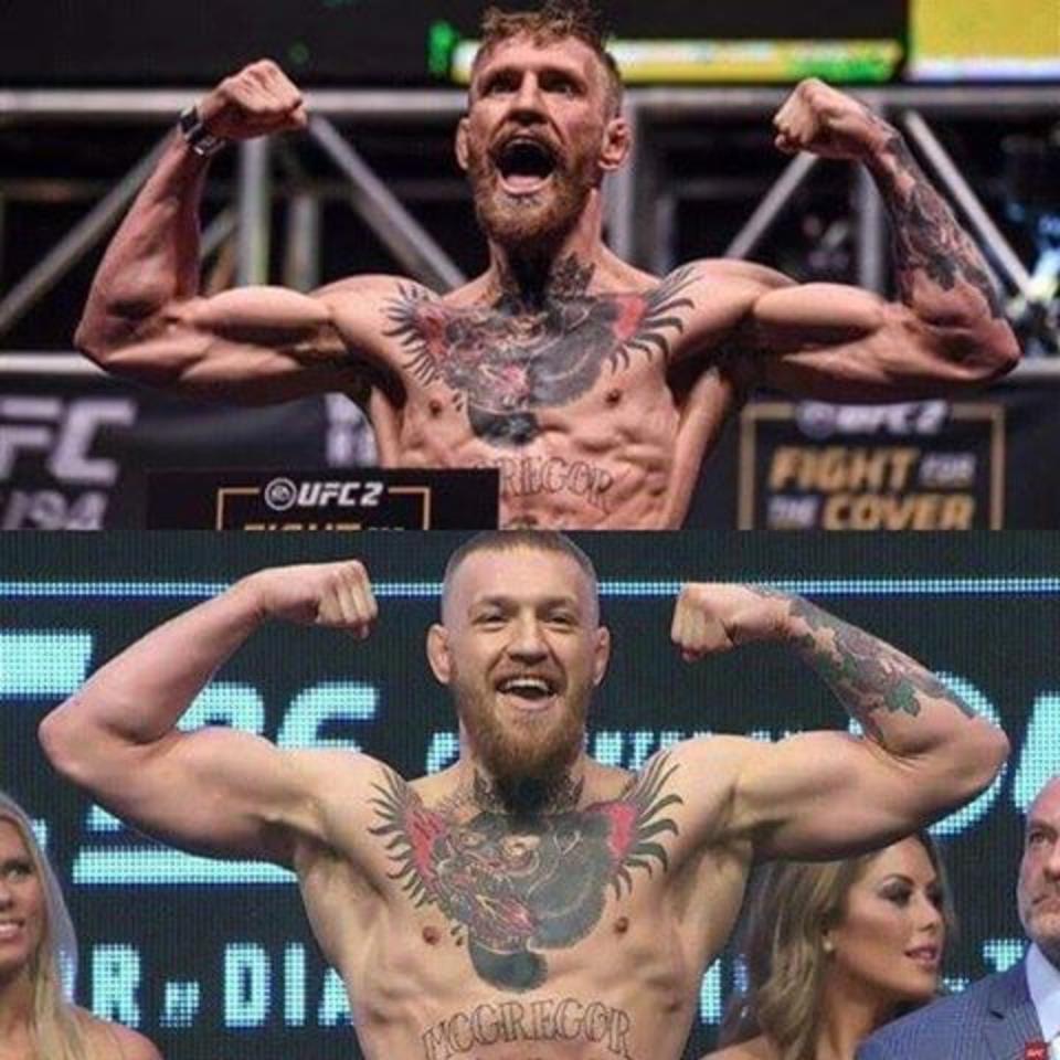 djjustjacob's tweet photo. The difference 25 pounds can make! @NotoriousMMA @ufc #UFC196 #NotoriousMMA #TeamMcGregor #DiazGoingDown https://t.co/Mzd81rky6l