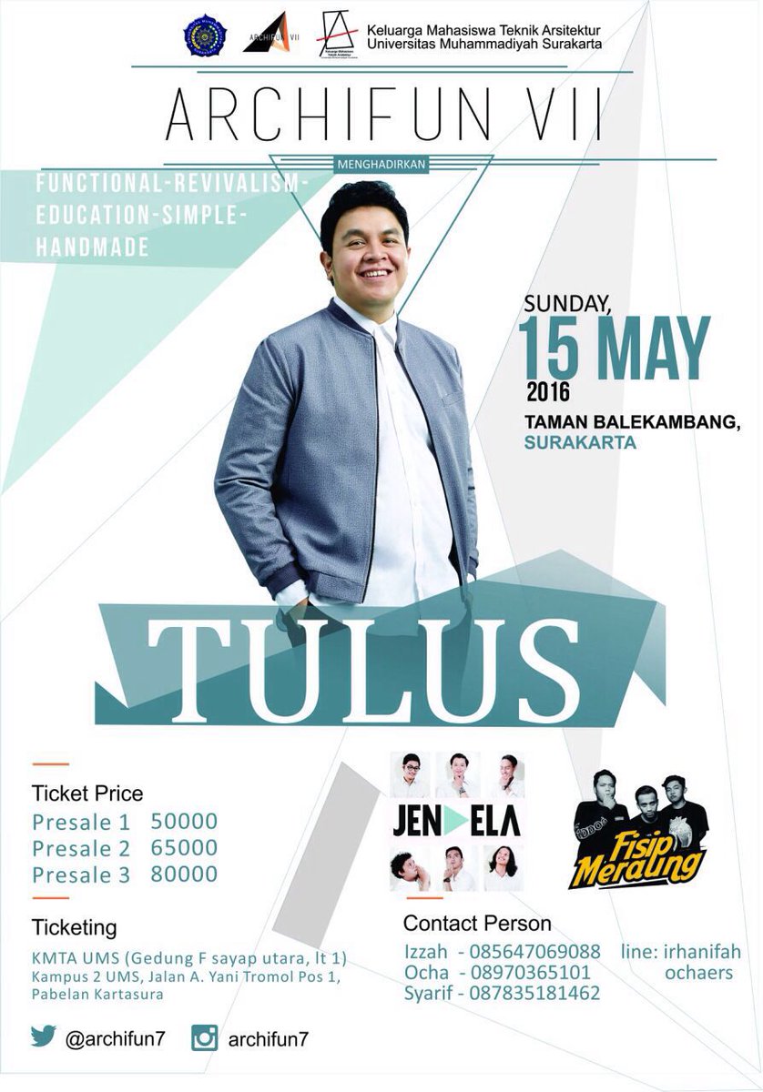musiktulus's tweet photo. #AgendaTULUS | Minggu, 15 Mei 2016 | Surakarta | ARCHIFUN VII | Taman Balekambang | Info lebih lanjut : @archifun7 https://t.co/ayRaokZnBL