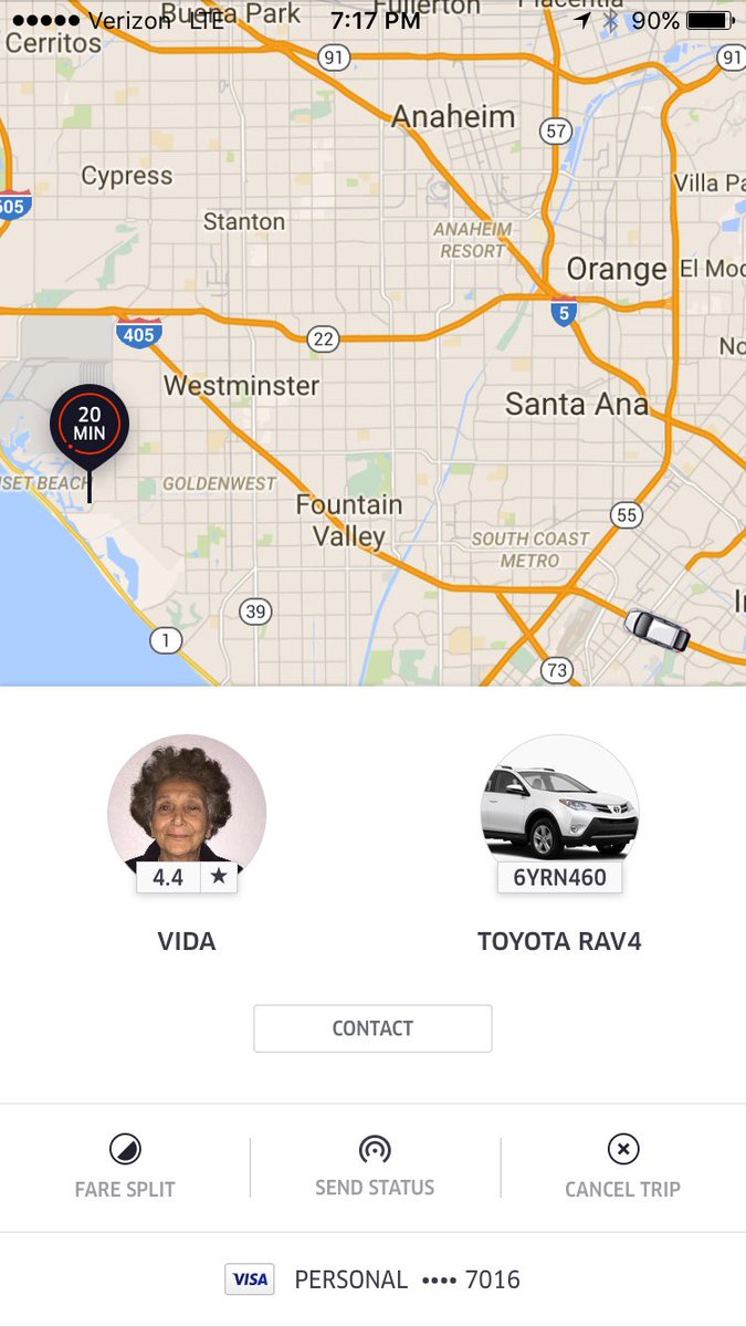 UREtritip's tweet photo. @Uber you need to get this lady off the road! She is driving 45 mph on the 405 freeway and has cars honking! Awful https://t.co/COXxa6EUMU