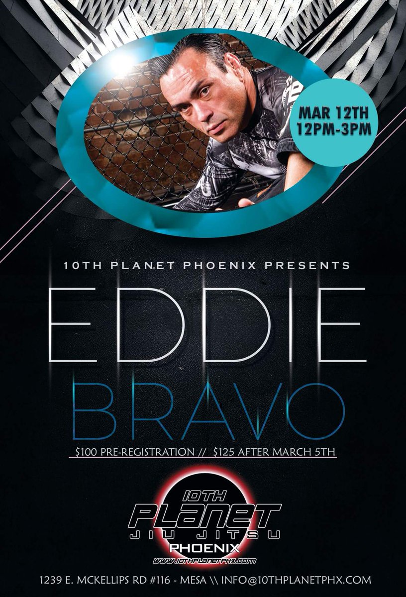 JohnBotello's tweet photo. @eddiebravo seminar next weekend! All schools welcome!
contact: info@10thPlanetphx.com
 to register https://t.co/LIlFF9TkqE